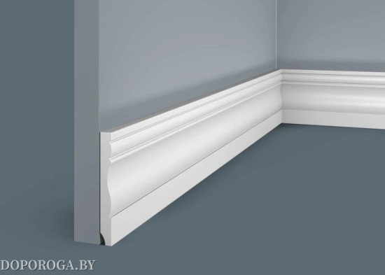 Плинтус напольный Экополимер Cosca Decor PX015 (белый под покраску, не требует грунтования)