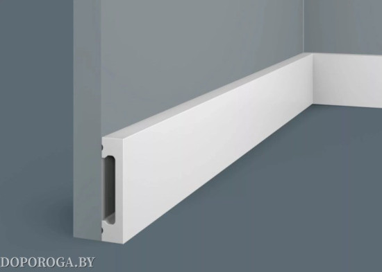 Плинтус напольный Экополимер Cosca Decor PX050 (белый под покраску, не требует грунтования)