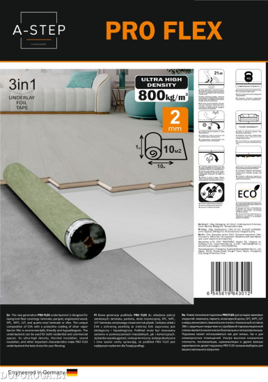 Подложка A-Step Pro Flex Rubber with Silver Foil 2мм (10м.кв)