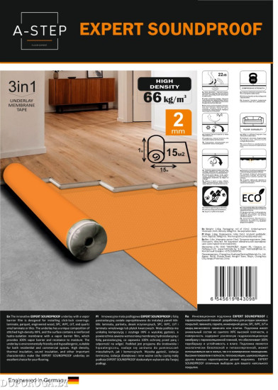 Подложка A-Step Expert Soundproof 2мм IXPE (15м.кв)
