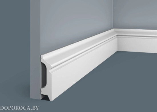 Плинтус напольный Экополимер Cosca Decor PX001 (белый под покраску, не требует грунтования)